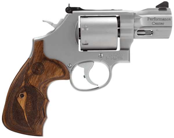 Smith & Wesson 170346 Performance Center 686 *CA Compliant L-Frame 38 S&W Spl +P/357 Mag 7rd  2.50 Stainless Steel Precision Crown Barrel  Stainless Cylinder  Matte Silver Stainless Steel Frame  Finger Groove Wood Grip”