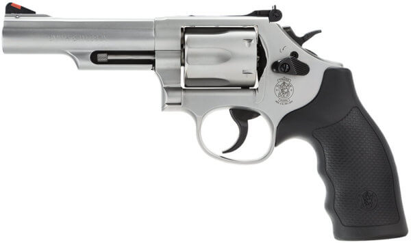Smith & Wesson 162662 Model 66  357 Mag or 38 S&W Spl +P Stainless Steel 4.25 Barrel  6 Shot Matte Stainless Steel K-Frame  Red Ramp Front/White Outline Rear Sights  Internal Lock”