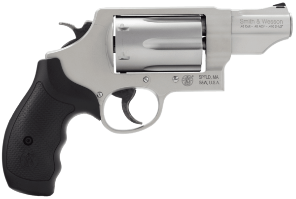 Smith & Wesson 160410 Governor  45 Colt (LC) Or 2.50 410 Gauge  2.75″ Stainless Barrel  6rd  Stainless Cylinder  Matte Silver Scandium Alloy Z-Frame  Black Polymer Grip”