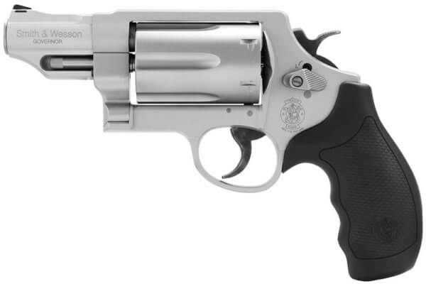 Smith & Wesson 160410 Governor  45 Colt (LC) Or 2.50 410 Gauge  2.75″ Stainless Barrel  6rd  Stainless Cylinder  Matte Silver Scandium Alloy Z-Frame  Black Polymer Grip”