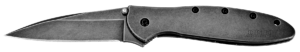 Kershaw 1660BLKW Leek 3″ Folding Drop Point Plain Black DLC 14C28N Steel Blade Blackwash 410 Stainless Steel Handle Includes Pocket Clip
