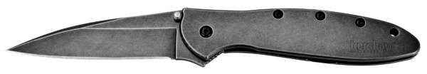 Kershaw 1660BLKW Leek 3″ Folding Drop Point Plain Black DLC 14C28N Steel Blade Blackwash 410 Stainless Steel Handle Includes Pocket Clip