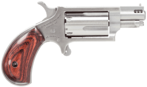 North American Arms NAA22MSP Mini-Revolver 22 WMR Caliber with 1.63″ Ported Barrel, 5rd Capacity Cylinder, Overall Stainless Steel Finish & Rosewood Birdshead Grip