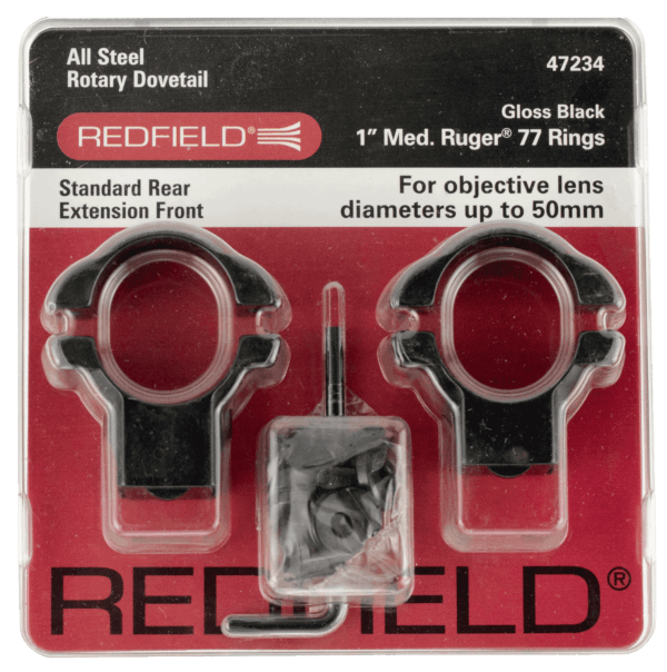 Redfield Mounts 47234 Scope Ring Set 1″ Medium Black Gloss Steel For Ruger 77
