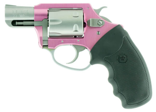 Charter Arms 52330 Pathfinder Pink Lady 22 WMR 6 Shot 2″ Stainless Barrel & Cylinder Pink Aluminum Frame Black Finger Grooved Rubber Grip