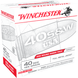 Winchester Ammo USA40W USA 40 S&W 165 gr Full Metal Jacket (FMJ) 200 Rd Box / 3 Cs