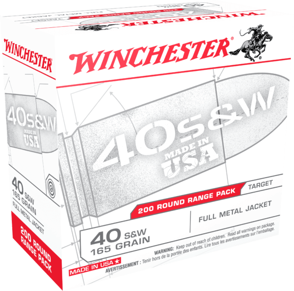Winchester Ammo USA40W USA Range Pack 40 S&W 165 gr Full Metal Jacket 200rd Box