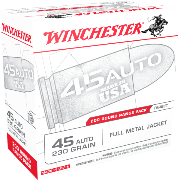 Winchester Ammo USA45W USA Target 45 ACP 230 gr Full Metal Jacket (FMJ) 200rd Box