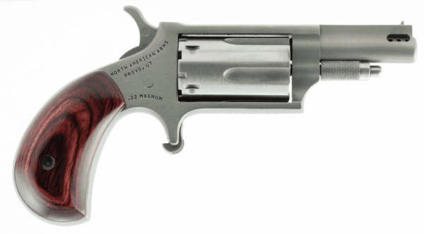 North American Arms 22MCP Mini-Revolver 22 LR or 22 WMR Caliber with 1.63″ Ported Barrel 5rd Capacity Cylinder Overall Stainless Steel Finish & Rosewood Birdshead Grip Includes Cylinders