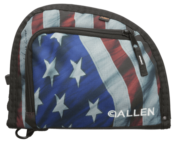 Allen 7719 Victory Auto Fit Handgun Case made of Endura with USA Flag Finish with Black Trim 1-Pocket Knit Lining Foam Padding & Lockable Zippers 9″ x 7″ Interior Dimensions