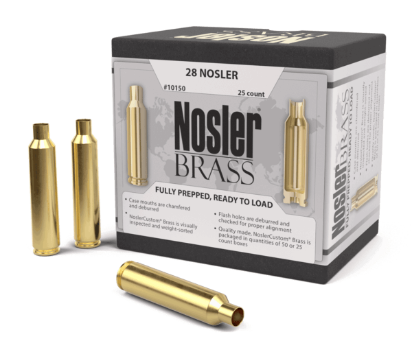 Nosler 10150 Premium Brass Unprimed Cases 28 Nosler Rifle Brass/ 25 Per Box
