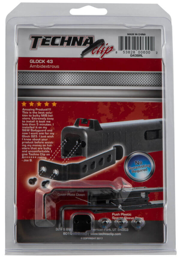 Techna Clip G43BRL Conceal Carry Gun Belt Clip Fits Glock 43 Black Carbon Fiber Belt Mount