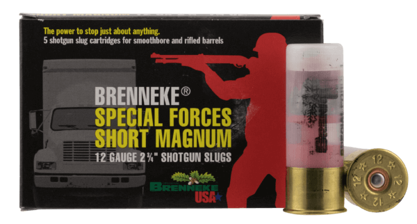 Brenneke SL122SFM Special Forces Short Magnum 12 Gauge 2.75″ 1 1/4 oz Slug Shot 5rd Box