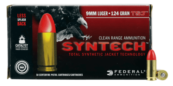 Federal AE9SJ2 American Eagle Syntech Range 9mm Luger 124 gr Total Syntech Jacket Round Nose (TSR) 50rd Box