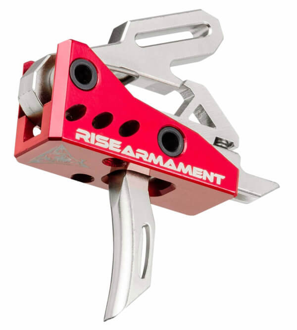 Rise Armament RA535APT RA-535 High Performance Single-Stage Straight Trigger with 3.50 lbs Draw Weight & Silver/Red Hardcoat Anodized Finish for AR-Platform