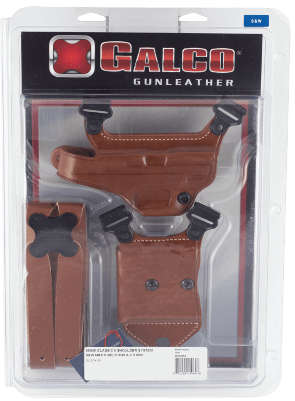 Galco MCII652B Miami Classic II Shoulder System Size Fits Chest Up To 56″ Black Leather Harness Fits S&W M&P Shield Fits Glock 43 Fits Glock 43X Right Hand