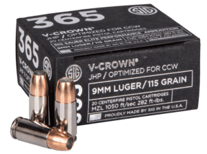 Sig Sauer E9MMA120 Elite V-Crown 9mm Luger 115 gr Jacketed Hollow Point (JHP) 20rd Box