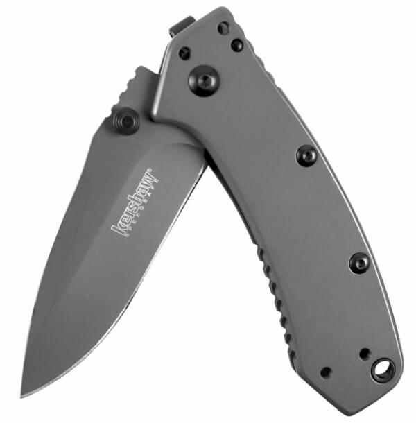 Kershaw 1555TI Cryo 2.75″ Folding Drop Point Plain Gray TiN 8Cr13MoV SS Blade Gray PVD Stainless Steel Handle Includes Pocket Clip