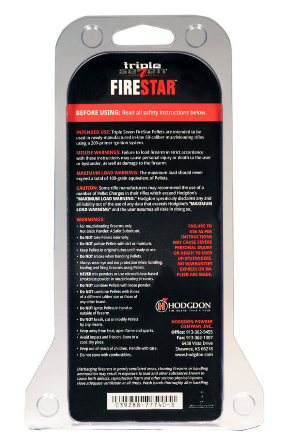 Hodgdon FIRESTAR Triple Seven Firestar Pellets 60 Per Pack 3.39 oz