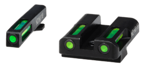 HiViz GLN325 LiteWave H3 Tritium/LitePipe Glock 9mm/40 S&W Sight Set Black | Green Tritium with White Outline Front Sight Green Fiber Optic Rear Sight
