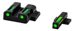 HiViz MPN321 LiteWave  H3 Tritium/LitePipe S&W M&P Sight Set  Black | Green Tritium with White Outline Front Sight Green Fiber Optic Rear Sight
