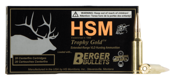 HSM 65CRD130VLD Trophy Gold Extended Range 6.5 Creedmoor 130 gr Berger Hunting VLD Match (BHVLDM) 20rd Box