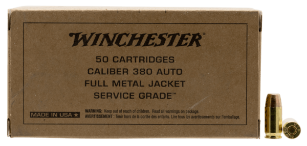 Winchester Ammo SG380W Service Grade Target 380 ACP 95 gr Full Metal Jacket Flat Nose (FMJFN) 50rd Box
