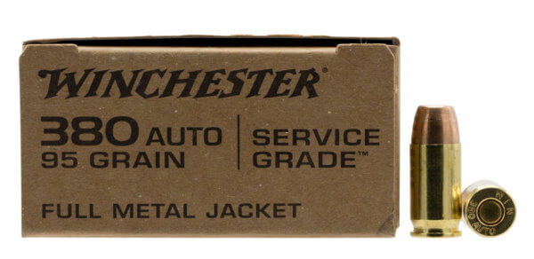 Winchester Ammo SG380W Service Grade Target 380 ACP 95 gr Full Metal Jacket Flat Nose (FMJFN) 50rd Box