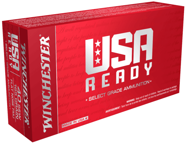 Winchester Ammo RED40 USA Ready 40 S&W 165 gr Full Metal Jacket Flat Nose 50rd Box