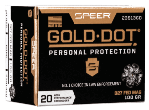 Speer Ammo 23913GD Gold Dot Personal Protection 327 Federal Mag 100 gr Hollow Point (HP) 20rd Box