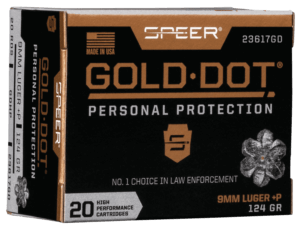 Speer 23618GD Gold Dot Personal Protection 9mm Luger 124 gr 1150 fps Hollow Point (HP) 20rd Box