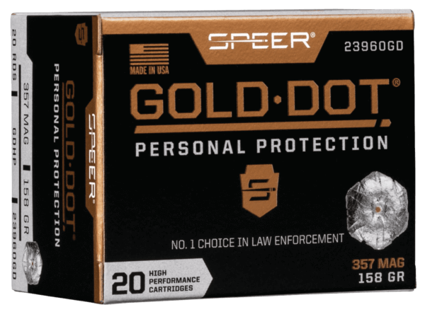 Speer 23960GD Gold Dot Personal Protection 357 Mag 158 gr 1235 fps Hollow Point (HP) 20rd Box
