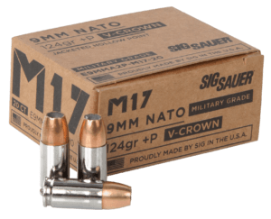 Sig Sauer E9MMA2PM1720 Elite V-Crown 9mm Luger +P 124 gr Jacketed Hollow Point (JHP) 20rd Box