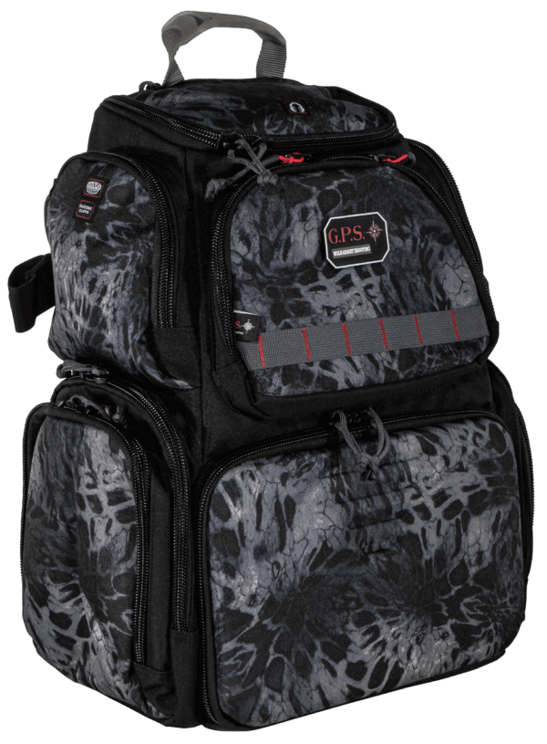 GPS Bags 1711BPPMB Handgunner Backpack 1000D Nylon PRYM1 Blackout with Foam Cradle Holds 4 Medium Handguns Mag Pockets Pull-Out Rain Cover & Visual ID Storage System