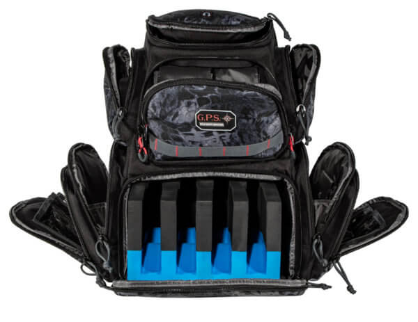 GPS Bags 1711BPPMB Handgunner Backpack 1000D Nylon PRYM1 Blackout with Foam Cradle Holds 4 Medium Handguns Mag Pockets Pull-Out Rain Cover & Visual ID Storage System