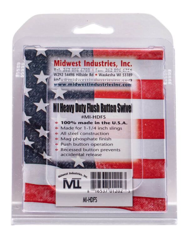 Midwest Industries MIHDFS Heavy-Duty Swivel 1.25″ Quick Detach/Push Button Black Manganese Phosphate Steel