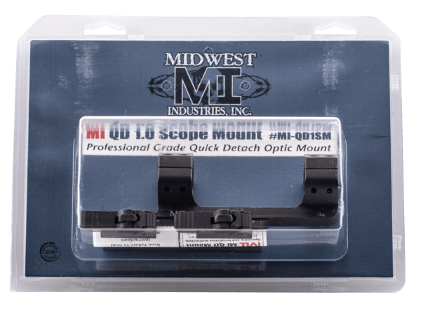Midwest Industries MIQD1SM QD Offset Mount Black Hardcoat Anodized Any w/Rail Quick Detach 1″ Tube Standard/Offset Picatinny Rail Mount Aluminum
