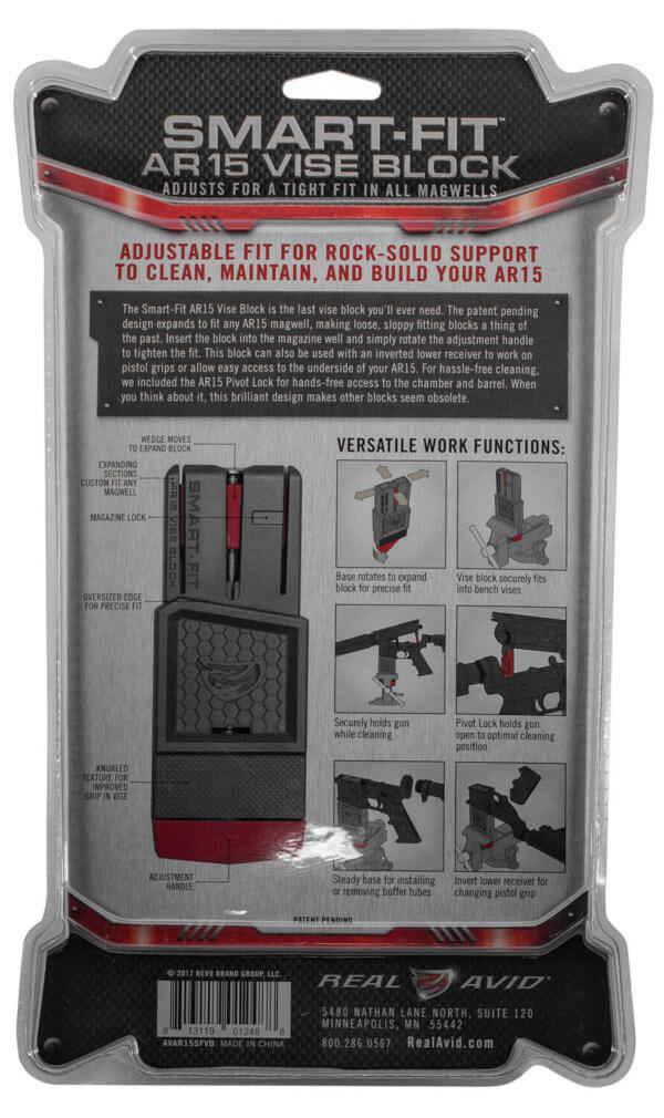 Real Avid AVAR15SFVB Smart-Fit Vise Block Gray/Red Polymer 223 Rem 5.56x45mm NATO Rifle AR-15