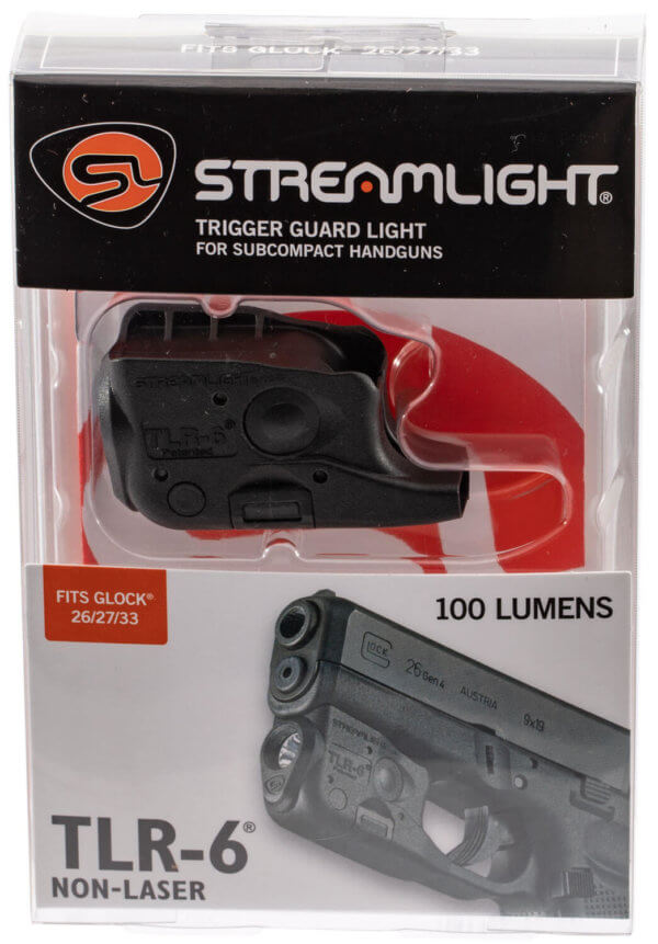 Streamlight 69282 TLR-6 Weapon Light Fits Glock 26/27/33 100 Lumens Output White LED Light 89 Meters Beam Trigger Guard Mount Matte Black Polymer