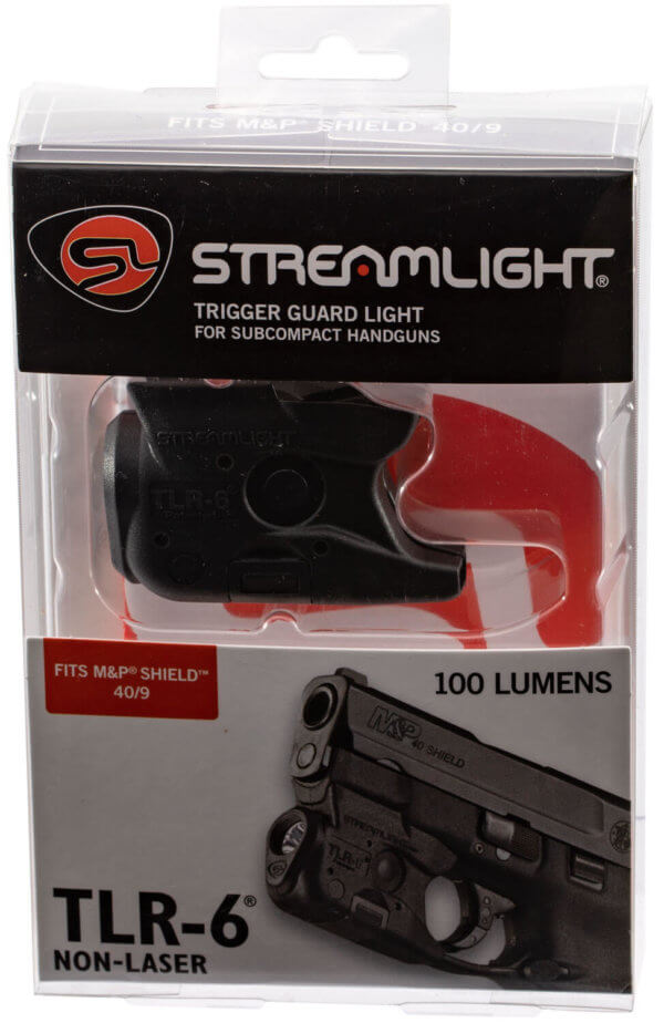 Streamlight 69283 TLR-6 Weapon Light S&W M&P Shield 100 Lumens Output White LED Light 89 Meters Beam Trigger Guard Mount Matte Black Polymer