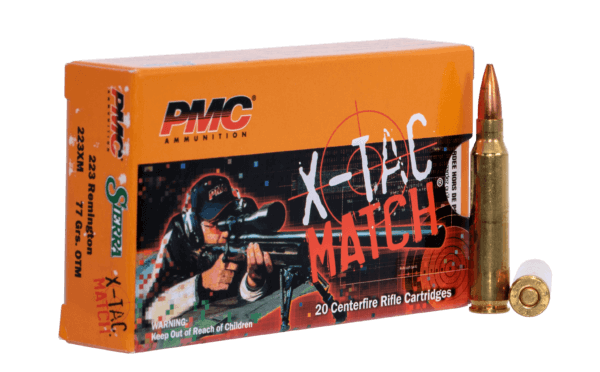 PMC 223XM X-Tac Match 223 Rem 77 gr Open Tip Match (OTM) 20 Rd Box / 40 Cs