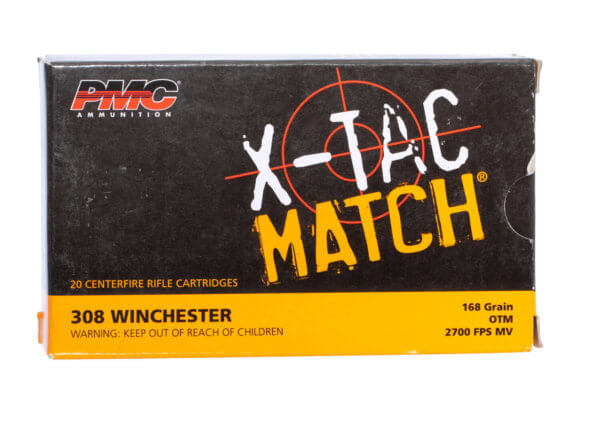 PMC 308XM X-Tac Match 308 Win 168 gr Open Tip Match (OTM) 20 Rd Box / 40 Cs
