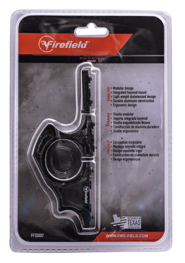 Firefield FF35007 Rival-XL Foregrip Matte Black Aluminum KeyMod Mounted for AR-Platform