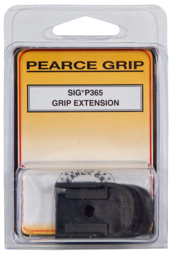 Pearce Grip PG365 Grip Extension made of Polymer with Texture Black Finish & 5/8″ Gripping Surface for Sig P365 with 10rd Mags