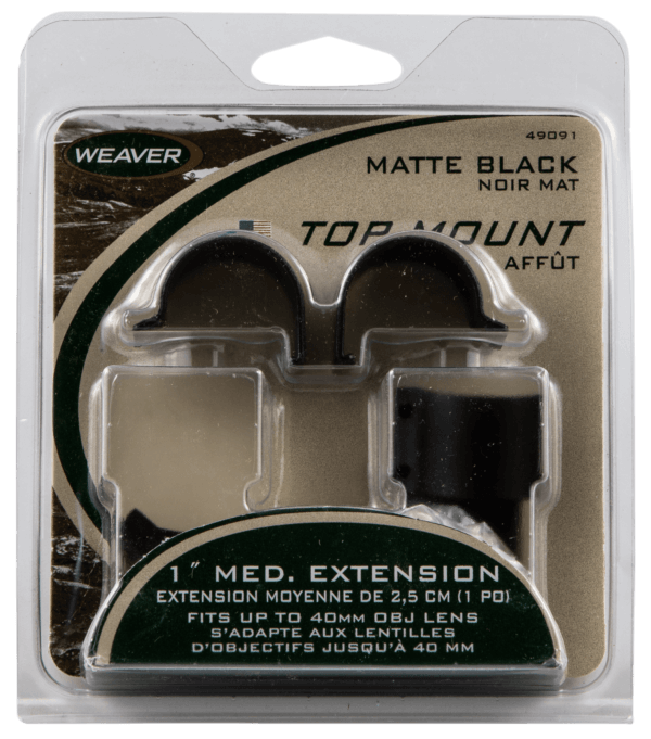 Weaver Mounts 49091 Top Mount Extension Rings Detachable 1″ Medium Black Matte