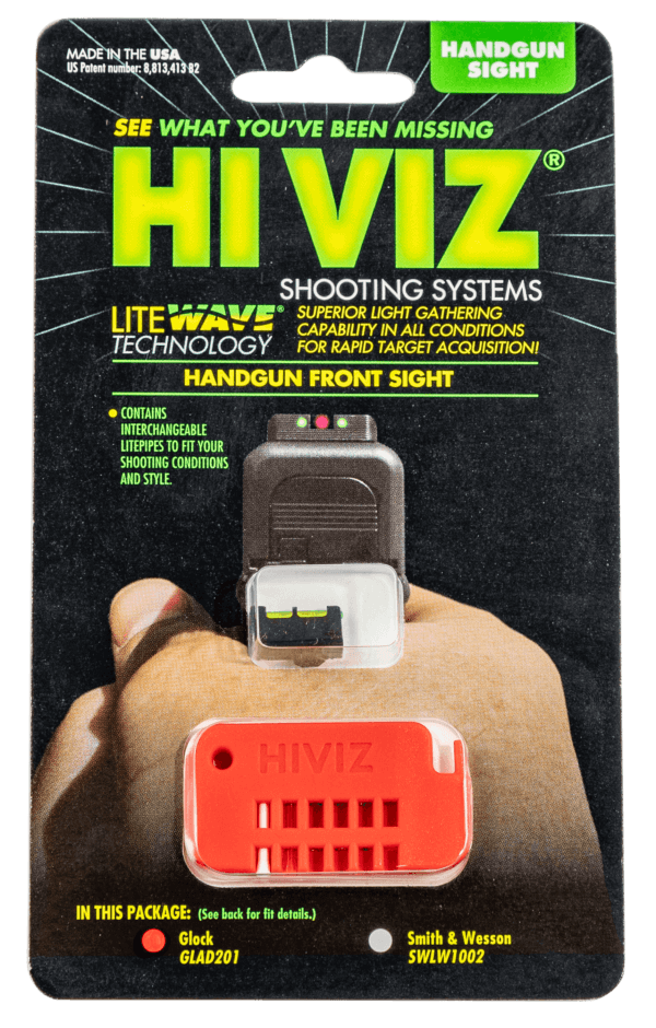 Hiviz GLAD211 Target Front Glock Gen 1-3 Interchangeable Green/Red/Blue Black