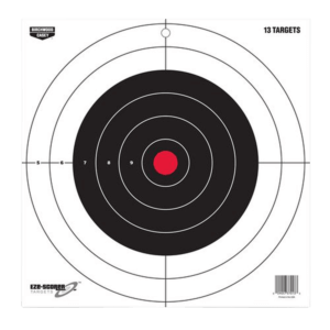 Birchwood Casey 37013 EZE-Scorer Bull’s-Eye Paper 12″ x 12″ Bullseye Black/Red/White 13 Pack