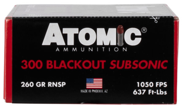 Atomic 00478 Rifle Subsonic 300 Blackout 260 gr Round Nose Soft Point Boat-Tail (RNSPBT) 20rd Box