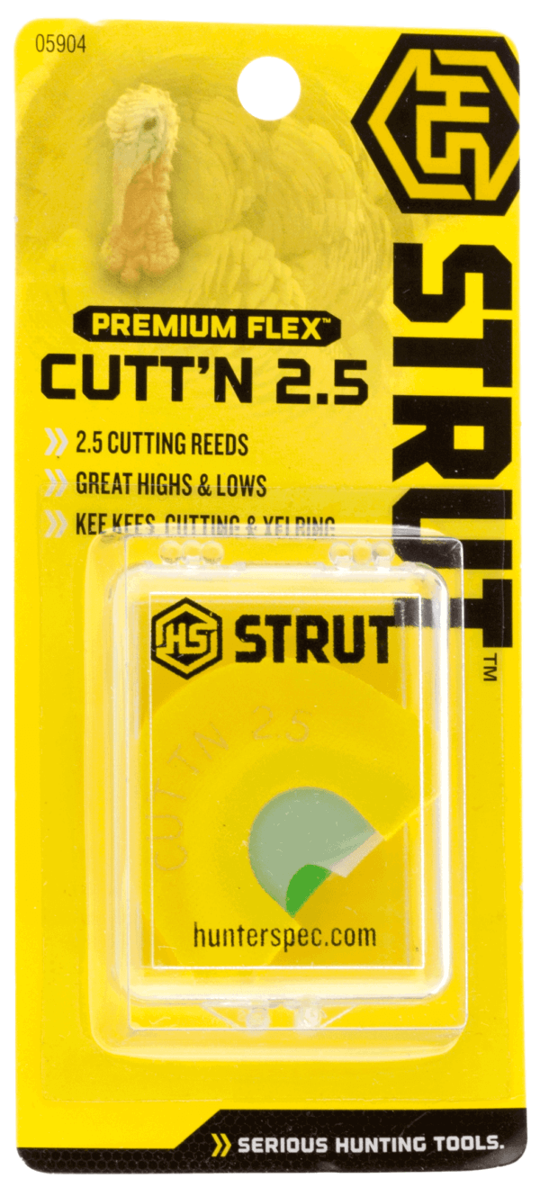 HS Strut 05904 Cuttn 2.5 Diaphragm Call Double Reed Attracts Turkeys Yellow
