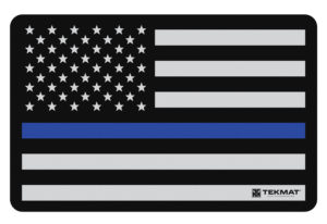 TekMat TEKR17POLICE Police Support Cleaning Mat Black/White/Blue Rubber 17″ Long Blue Line Flag